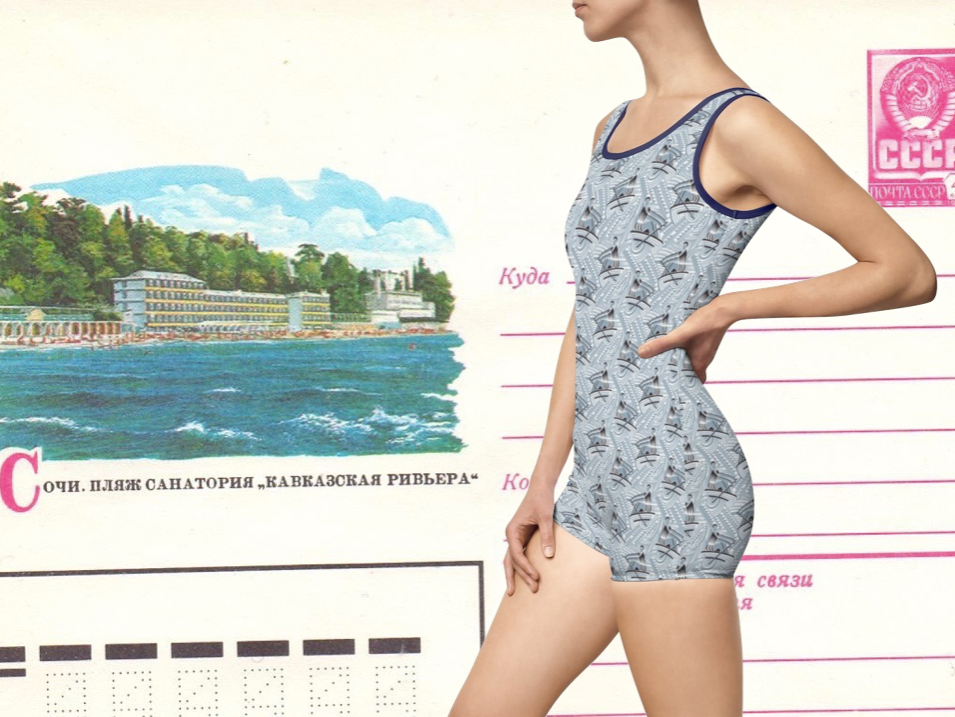 1930s Soviet Waves Women's Swimsuit