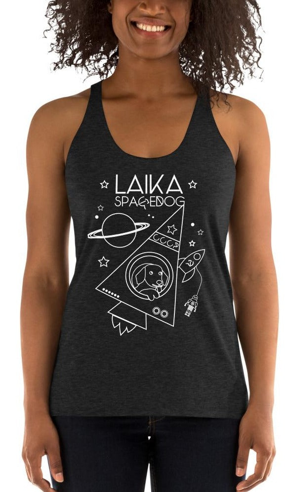 Laika Space Dog Women's Tri-Blend Racerback Tank