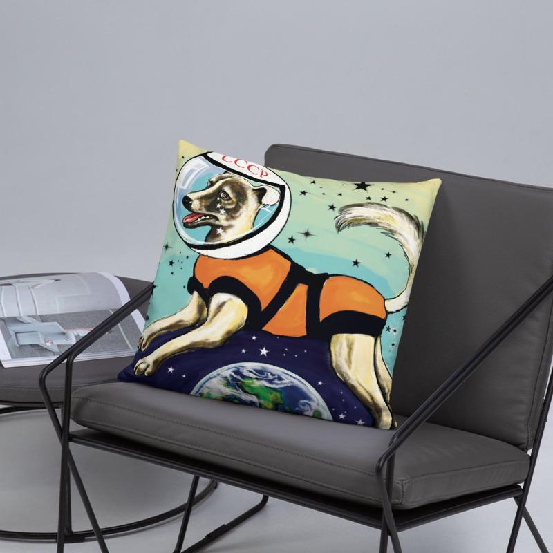 Laika CCCP Space Dog Art Pillow 18 x 18