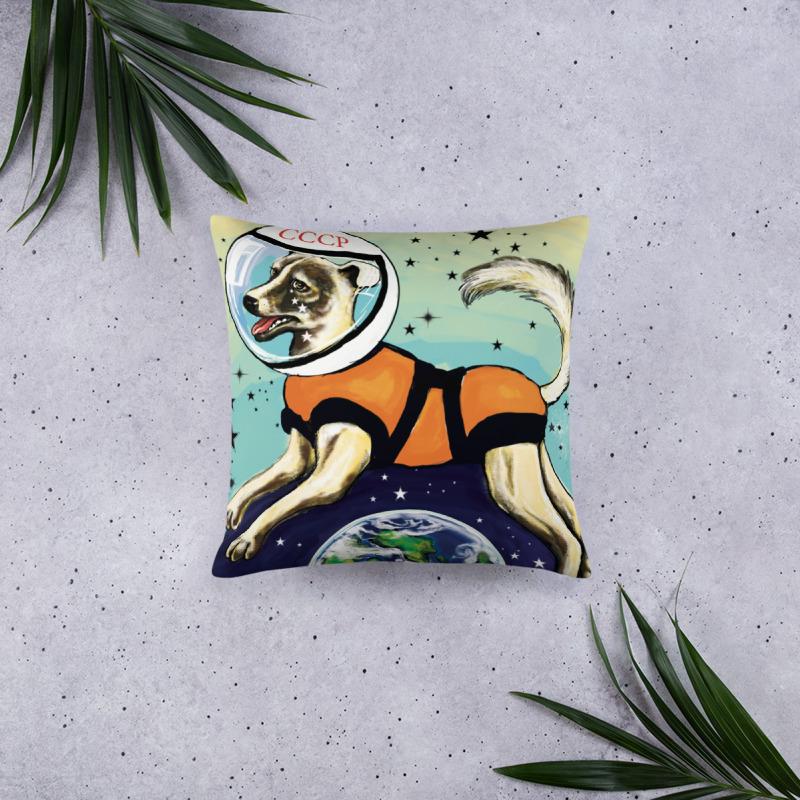 Laika CCCP Space Dog Art Pillow 18 x 18