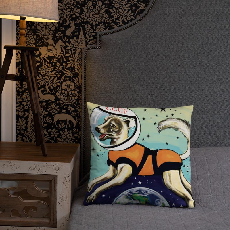 Laika CCCP Space Dog Art Pillow