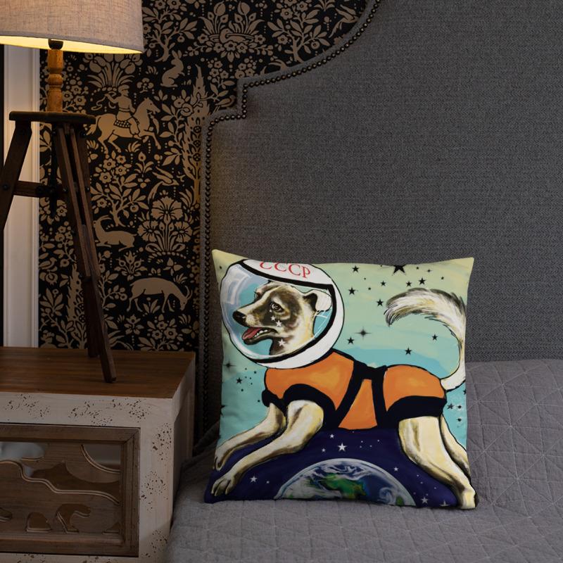 Laika CCCP Space Dog Art Pillow 18 x 18