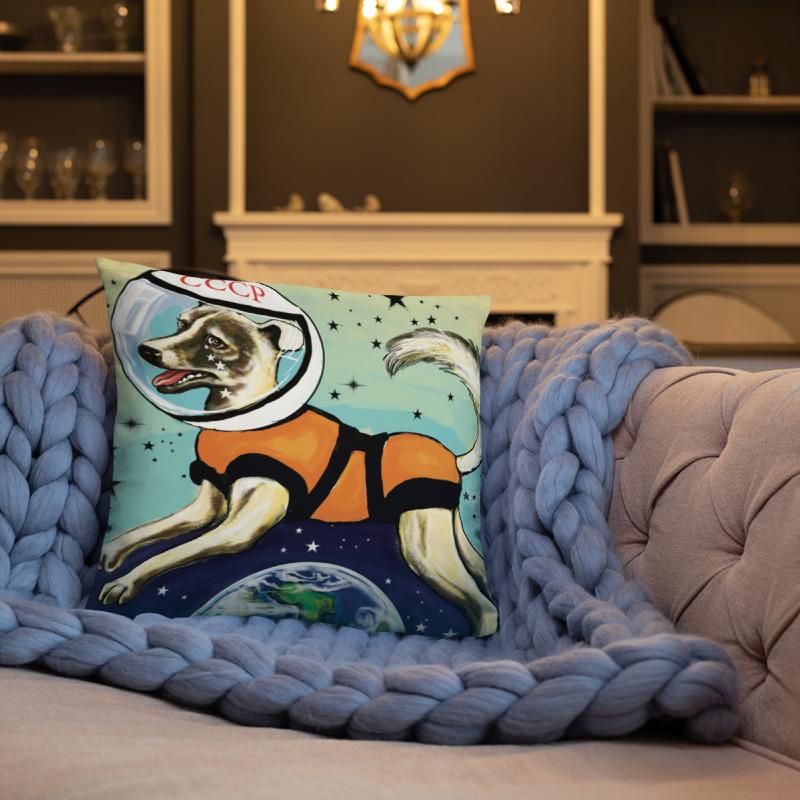 Laika CCCP Space Dog Art Pillow 18 x 18