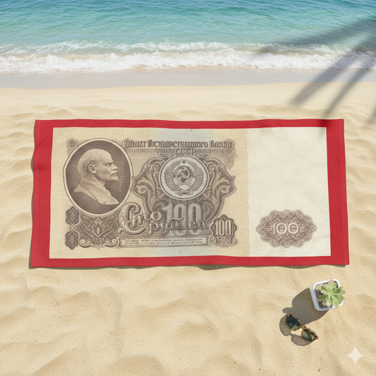 Remove Lenin from Money Beach Towel (Red)