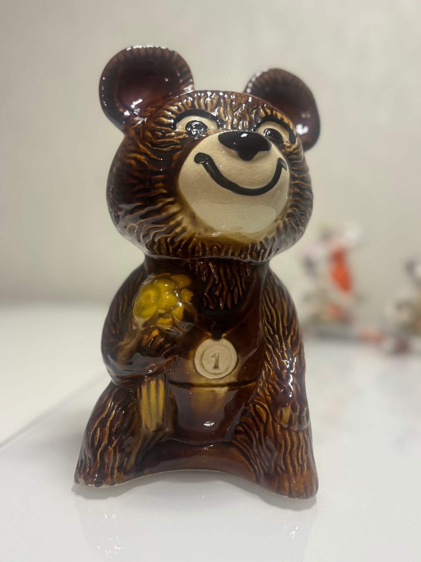 Large Olympic Misha Vintage Soviet Porcelain Figurine