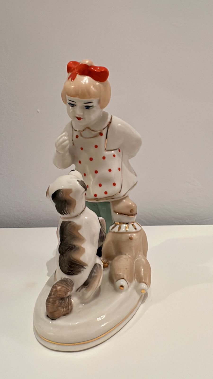 Girl & Dog Soviet Porcelain Figurine